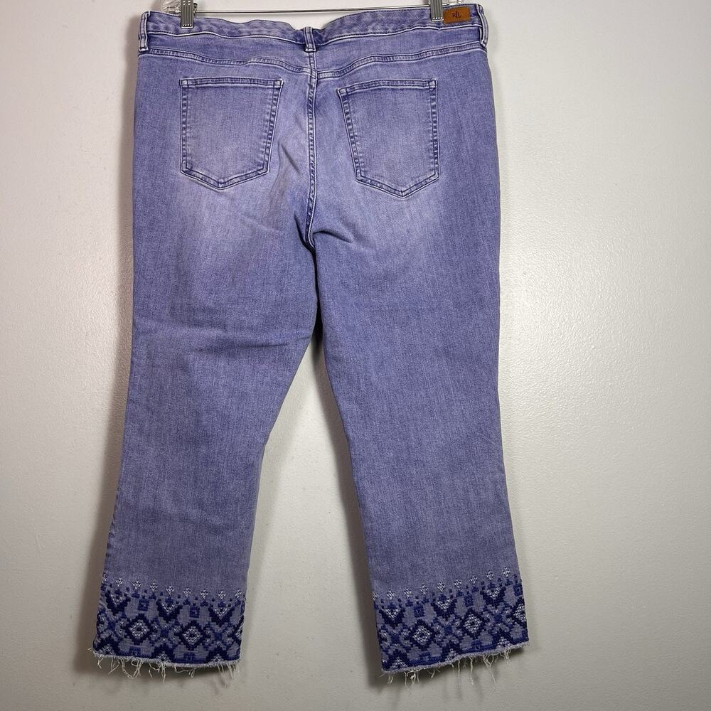 Lauren Ralph Lauren Women's Plus Sz 18 Ankle Jeans Embroidered Denim Straight - Picture 8 of 11